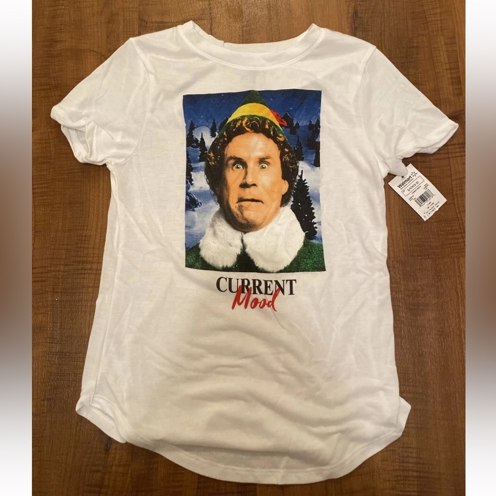 Buddy the Elf Christmas Women's Juniors T Shirt Sheer Size S NWT